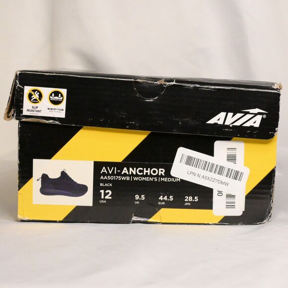 Avia WOmens 12 Black Anchor Slip Resistant Memory Foam Safety Sneakers Shoes - Picture 9 of 9